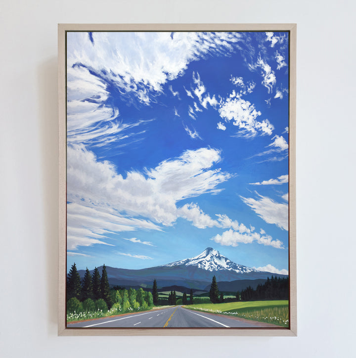 Mt. Hood in Cherry Season - Framed Canvas Print