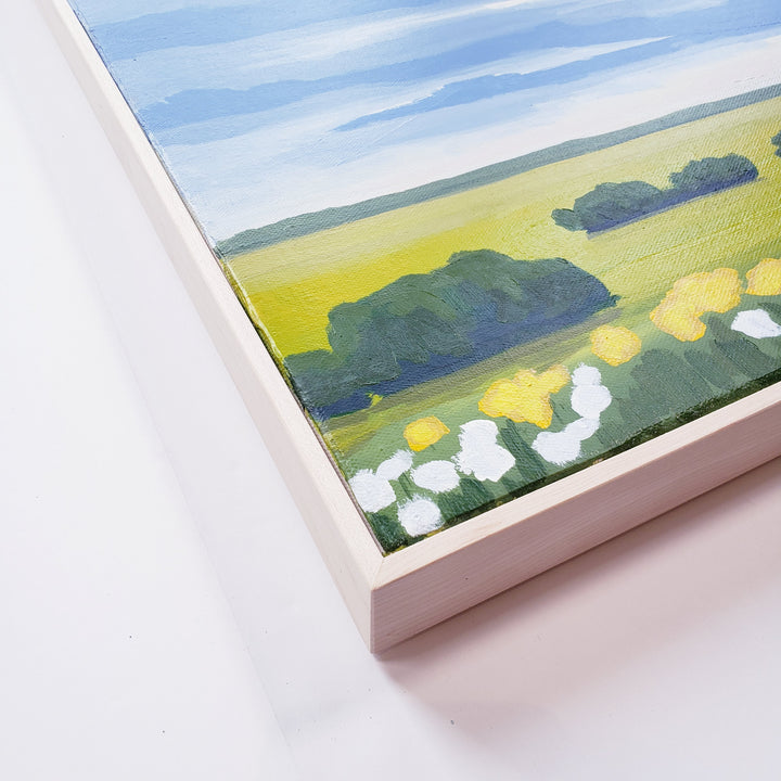 Kansas Field With Little Flowers - 20"x20" Acrylic Painting