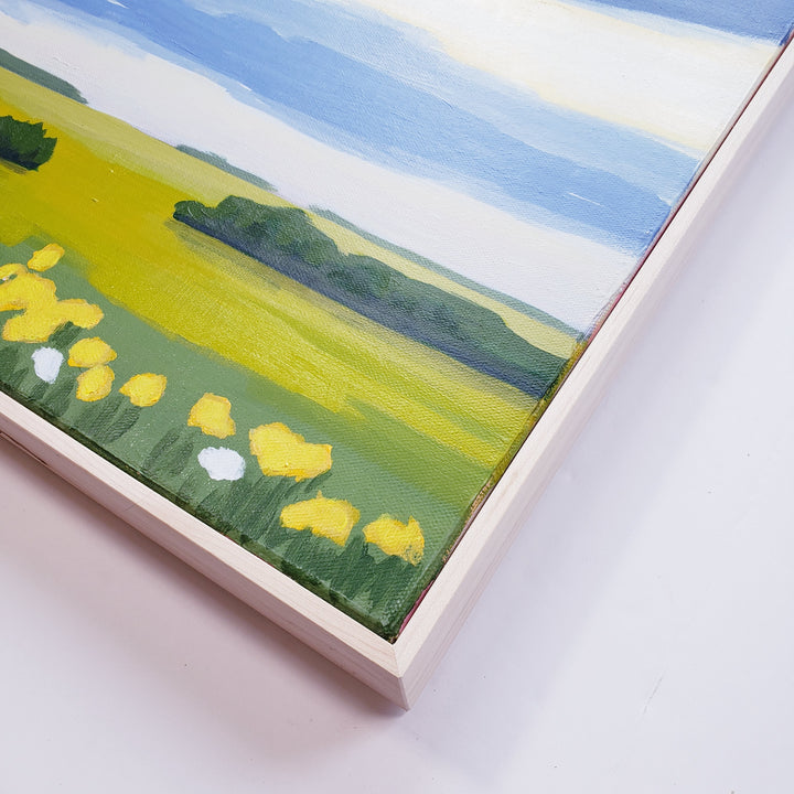 Kansas Field With Little Flowers - 20"x20" Acrylic Painting