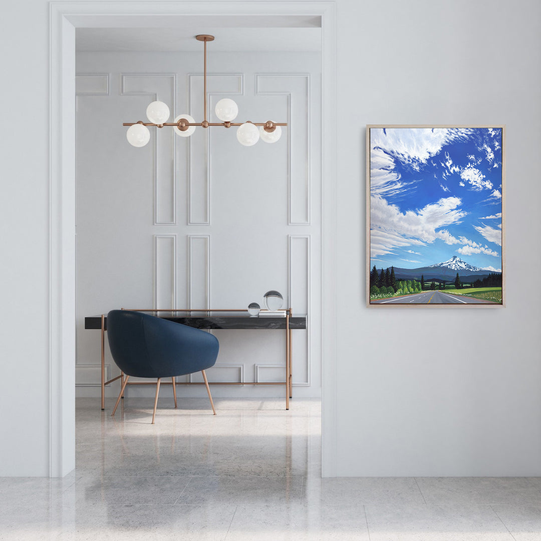 Mt. Hood in Cherry Season - Framed Canvas Print