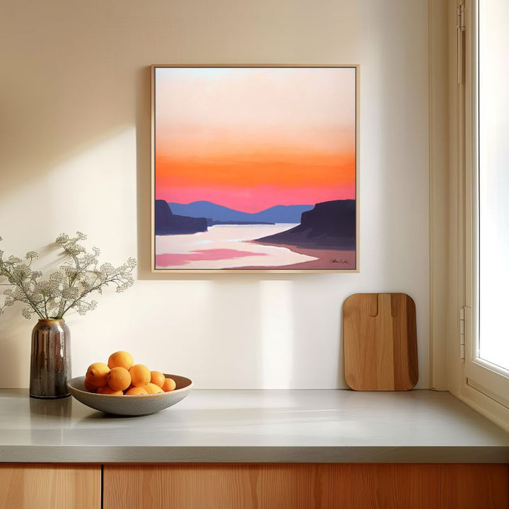 The Gorge at Sunset - Framed Canvas Print