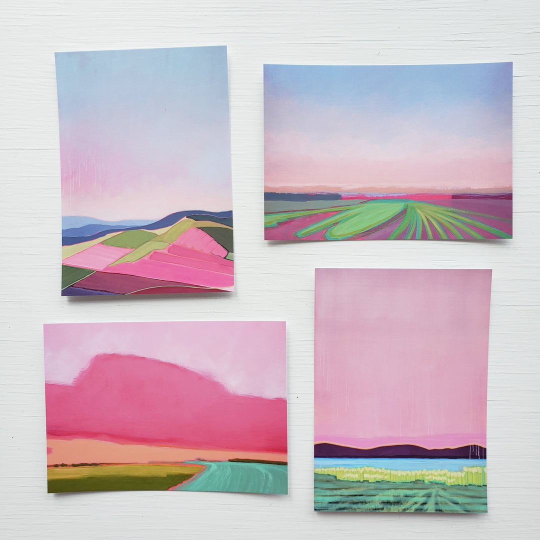 Pink Abstracts - Pack of 8 note cards