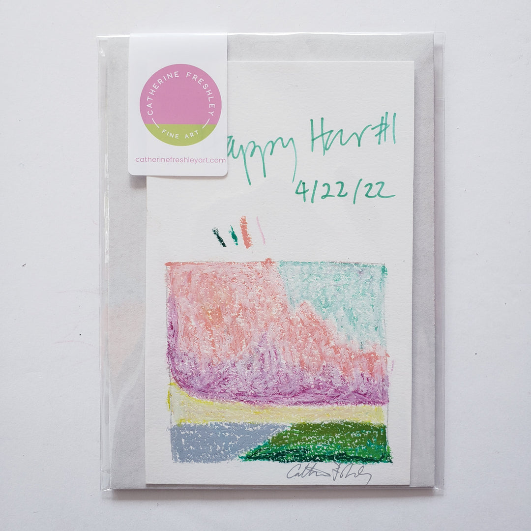 Happy Hour #1 - Original, 4"x6" mixed media drawing