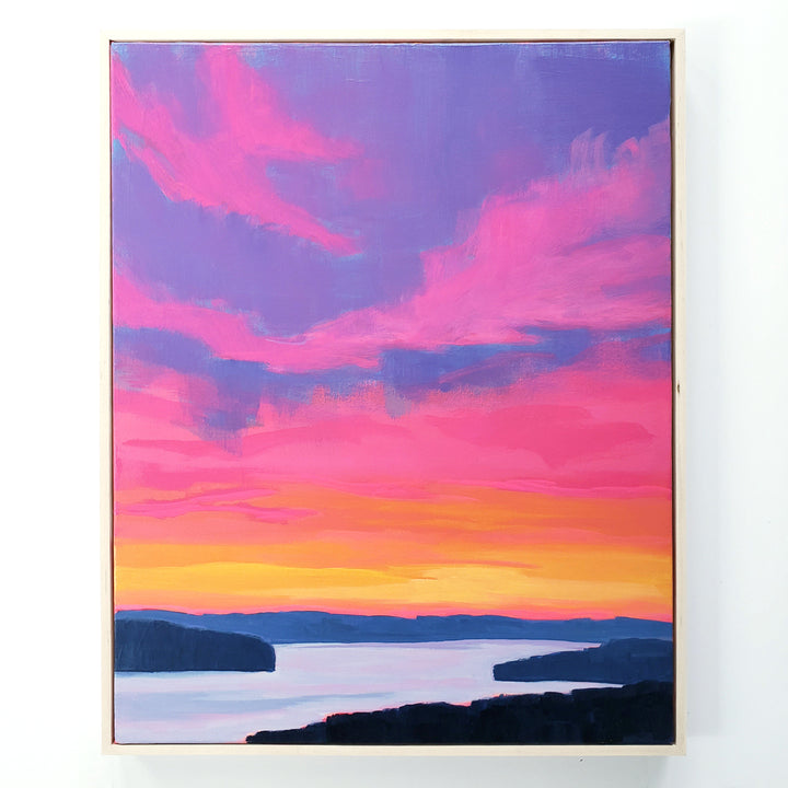Sunset Over the River – 24”x30” acrylic painting