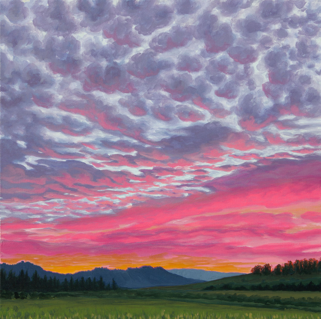 Wine Country Sunset #2 - 24”x24” acrylic painting