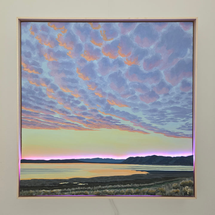 April Sunrise on the Playa #2 - 24"x24" Light-up Painting
