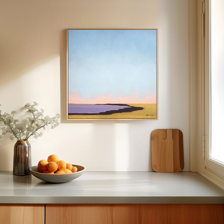 Bay With Purple Water - Framed Canvas Print