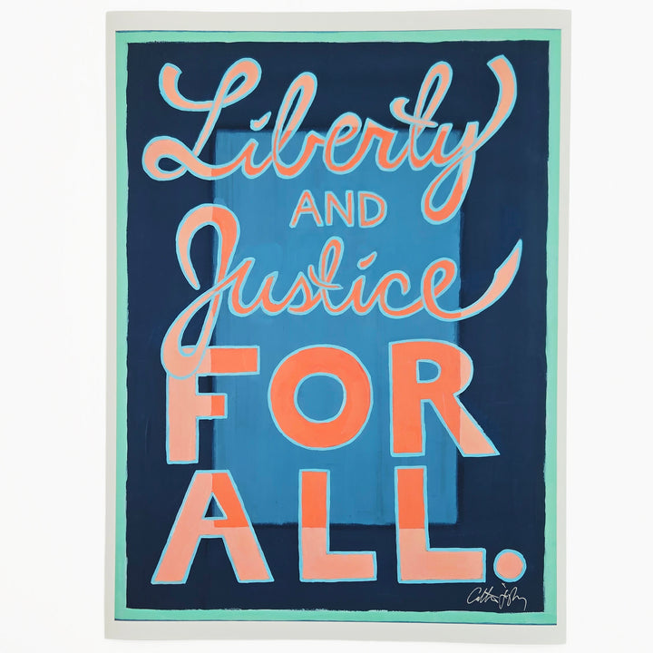 Liberty and Justice for All #2 - Blue - A vertical art poster