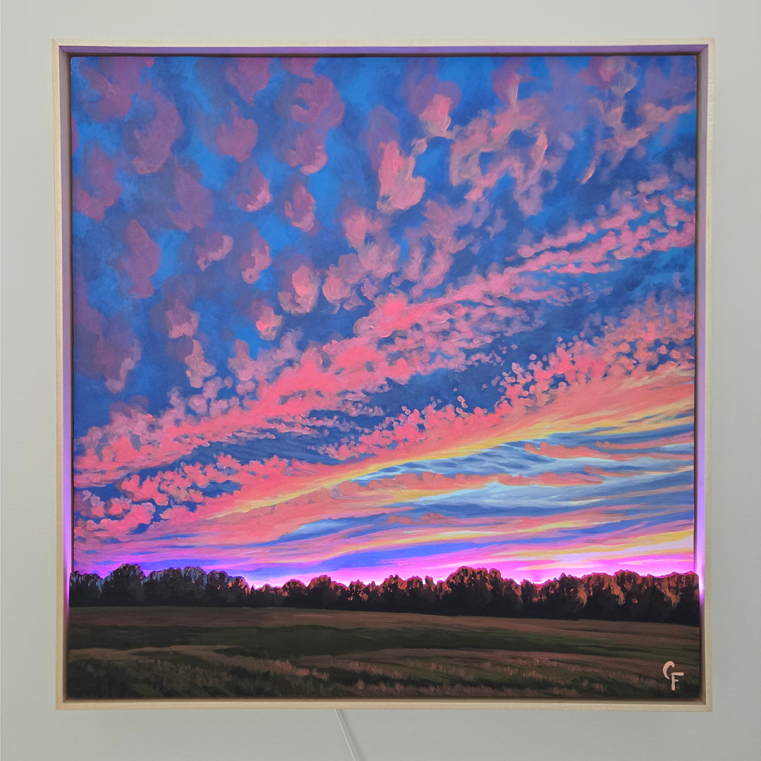 November Confetti Sky #6 - 24"x24" Light-up Painting