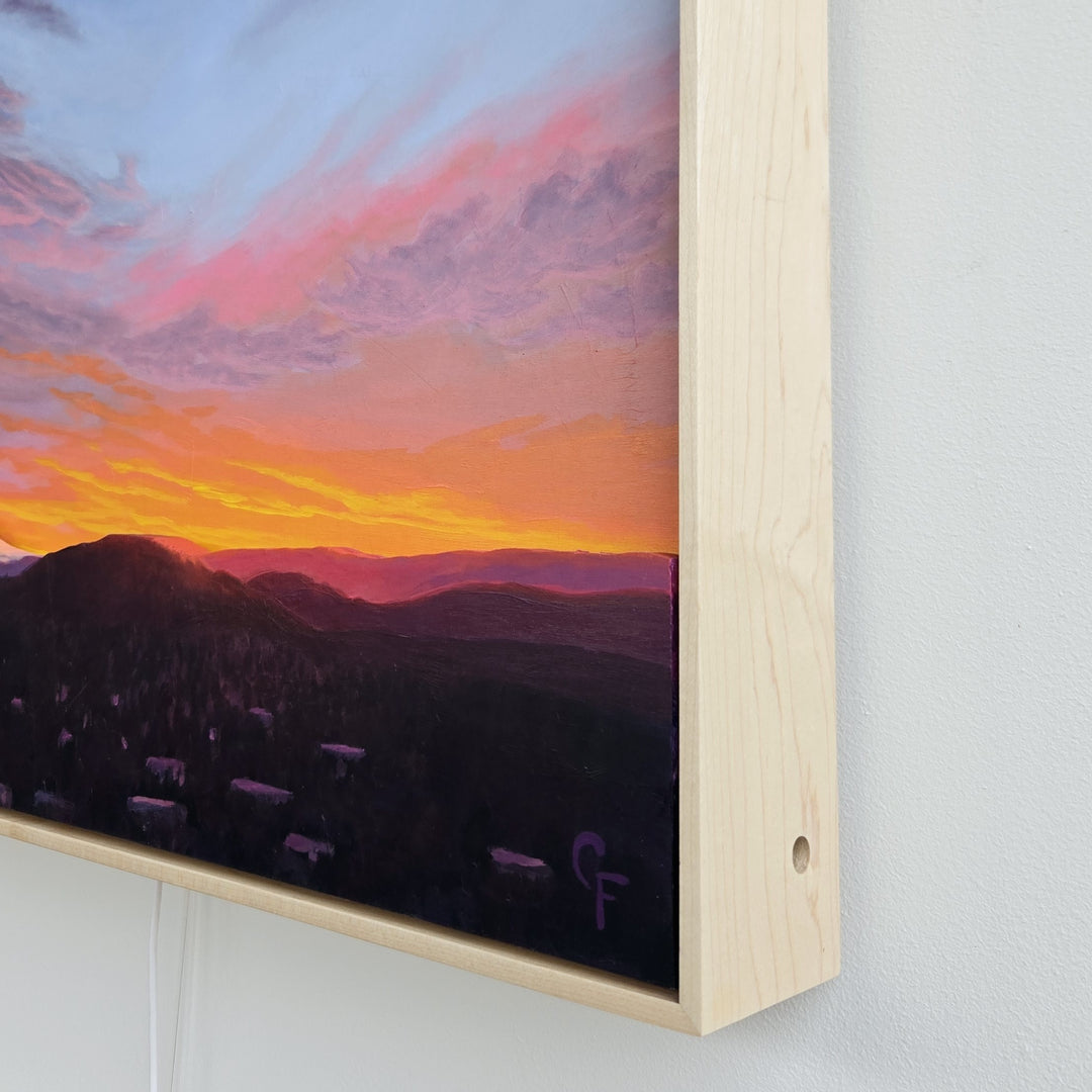 October Sunrise Over Mt. Hood - 24"x24" Light-up Painting