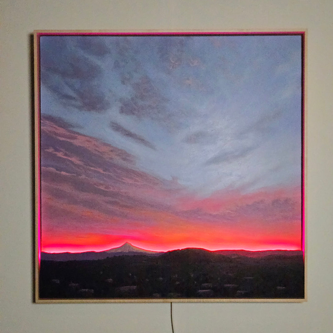 October Sunrise Over Mt. Hood - 24"x24" Light-up Painting