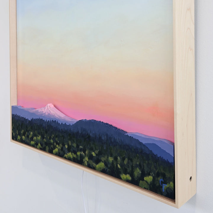 September Sunset Over Mt. Hood - 24"x24" Light-up Painting