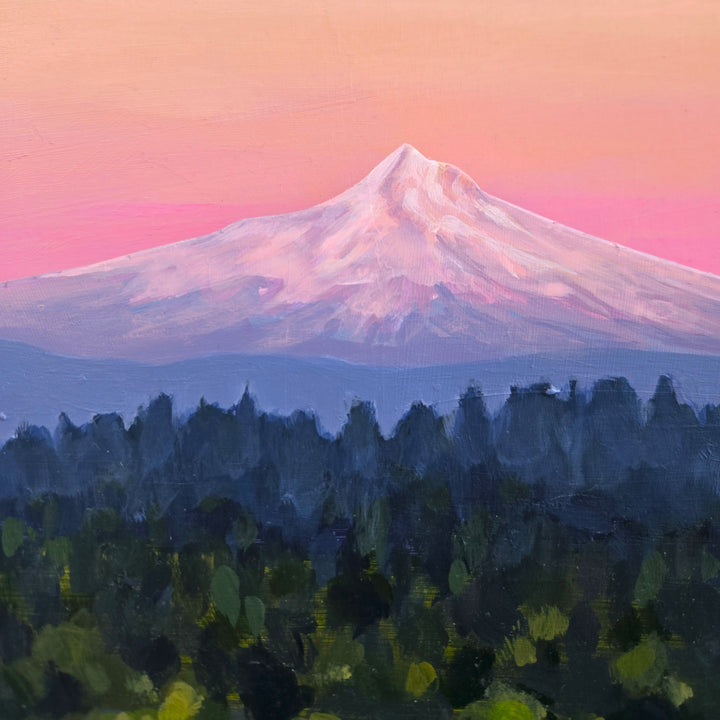 September Sunset Over Mt. Hood - 24"x24" Light-up Painting