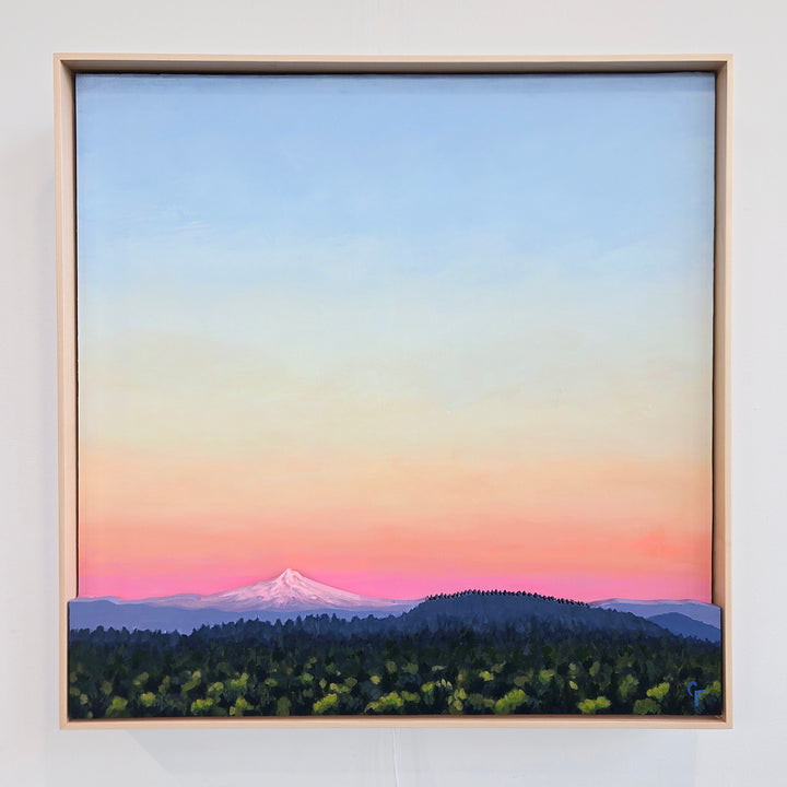 September Sunset Over Mt. Hood - 24"x24" Light-up Painting