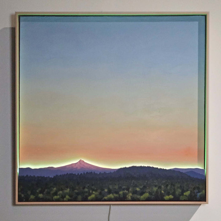 September Sunset Over Mt. Hood - 24"x24" Light-up Painting