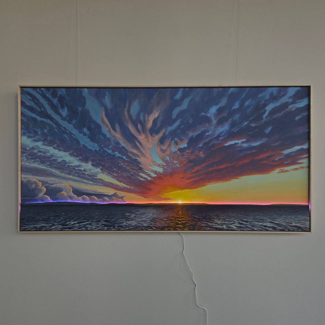 Sunset Over the Columbia #2 - 60"x30" Light-up Painting