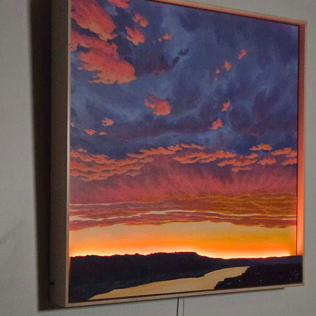 Sunset Over the Willamette - 24"x24" Light-up Painting