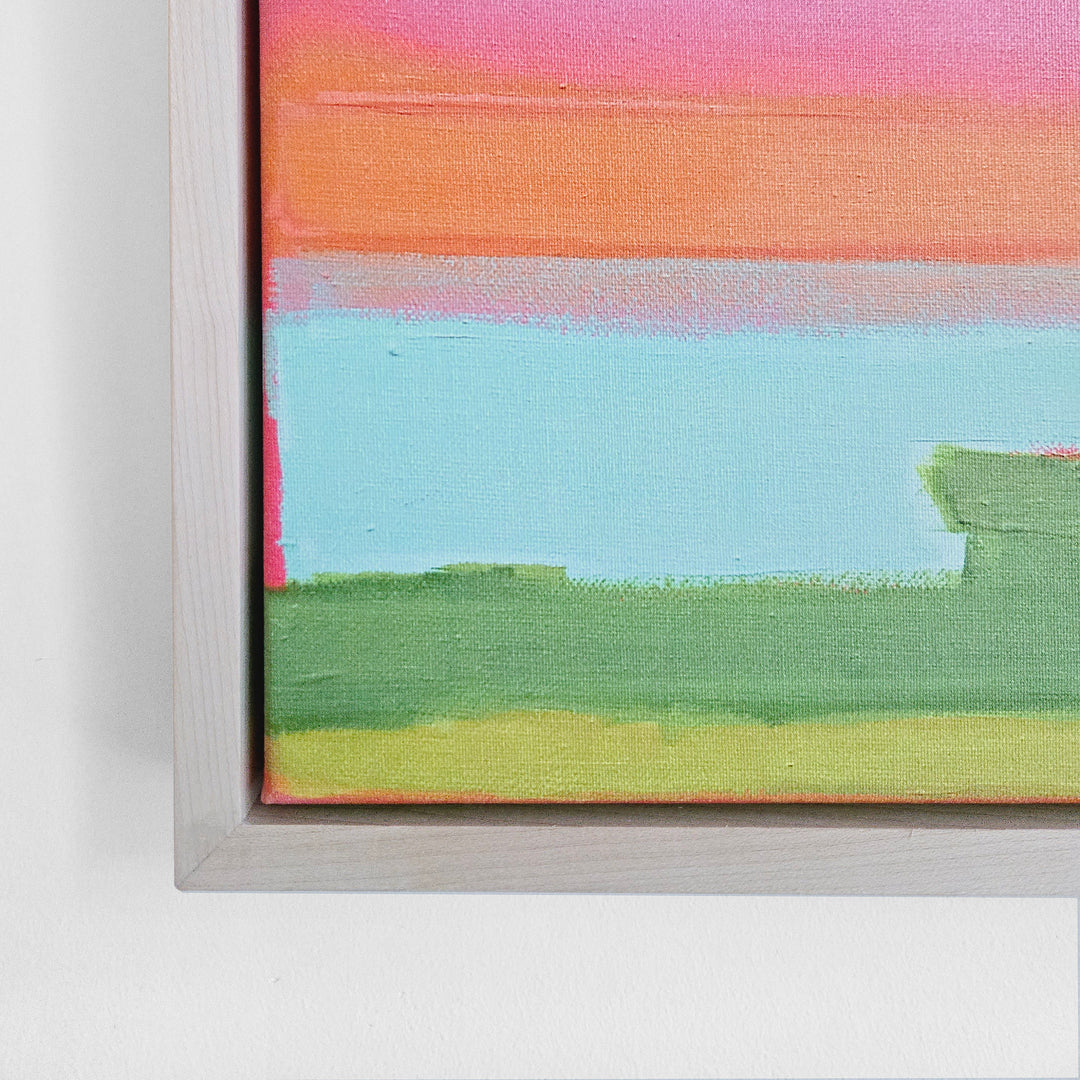 Sunset Over the River - Framed Canvas Print