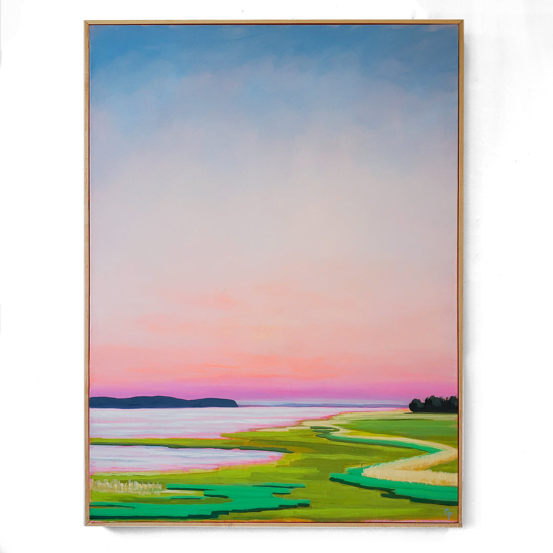 Neon Sky Over the Bay - 36"x48" landscape painting
