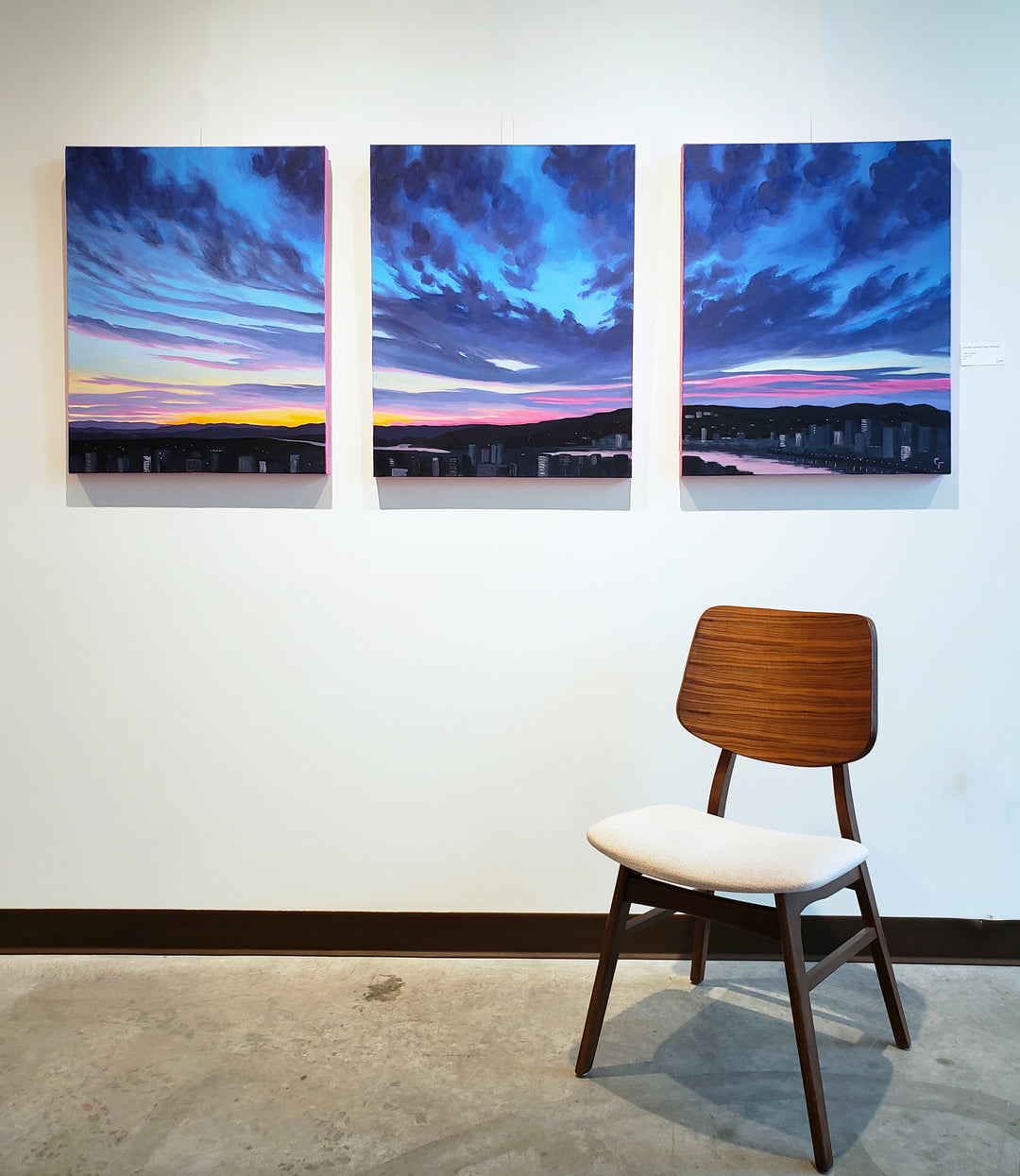 January Sunrise Over Portland - 24”x30” (x3) acrylic painting